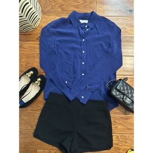 Everlane Royal Blue 100% Silk Button Down Classic Relaxed Shirt